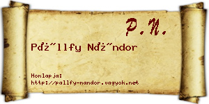 Pállfy Nándor névjegykártya